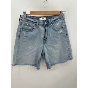JBD Bermuda Jean Shorts Women Size 2 Cut Off Light Wash High Rise Denim